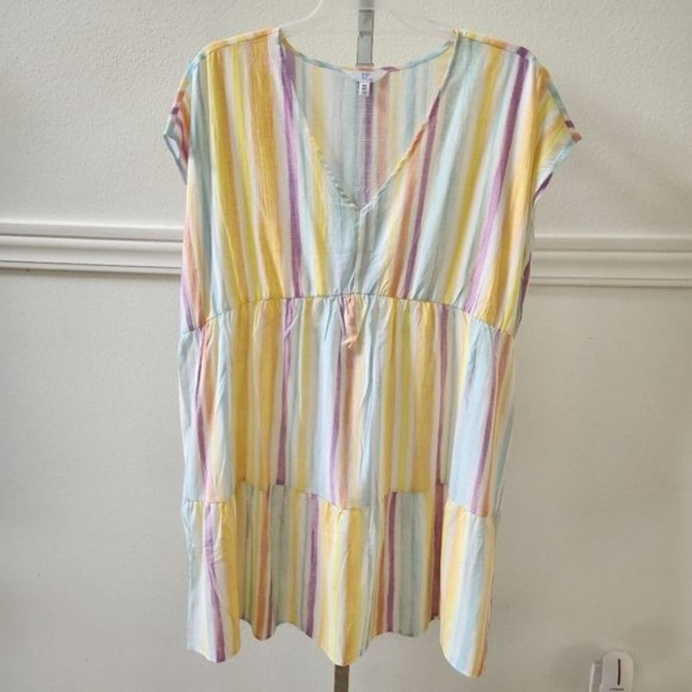 Time and Tru Women's Woven Print Dress with Flounce Hem V-Neck Size XXL - Picture 6 of 15